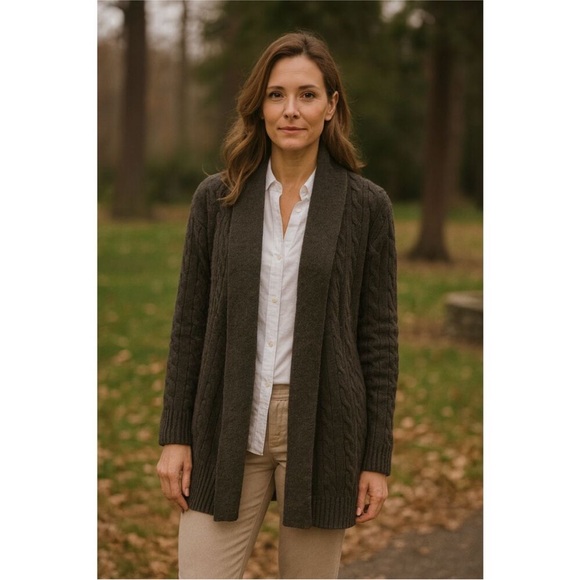 Ralph Lauren Black Label Cable Knit CashmereCardigan in Dark Green Small